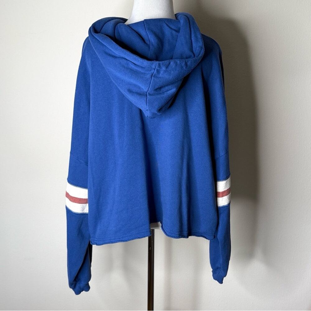 American Eagle Blue Varsity Hoodie with Striped Sleeves - Picture 7 of 7